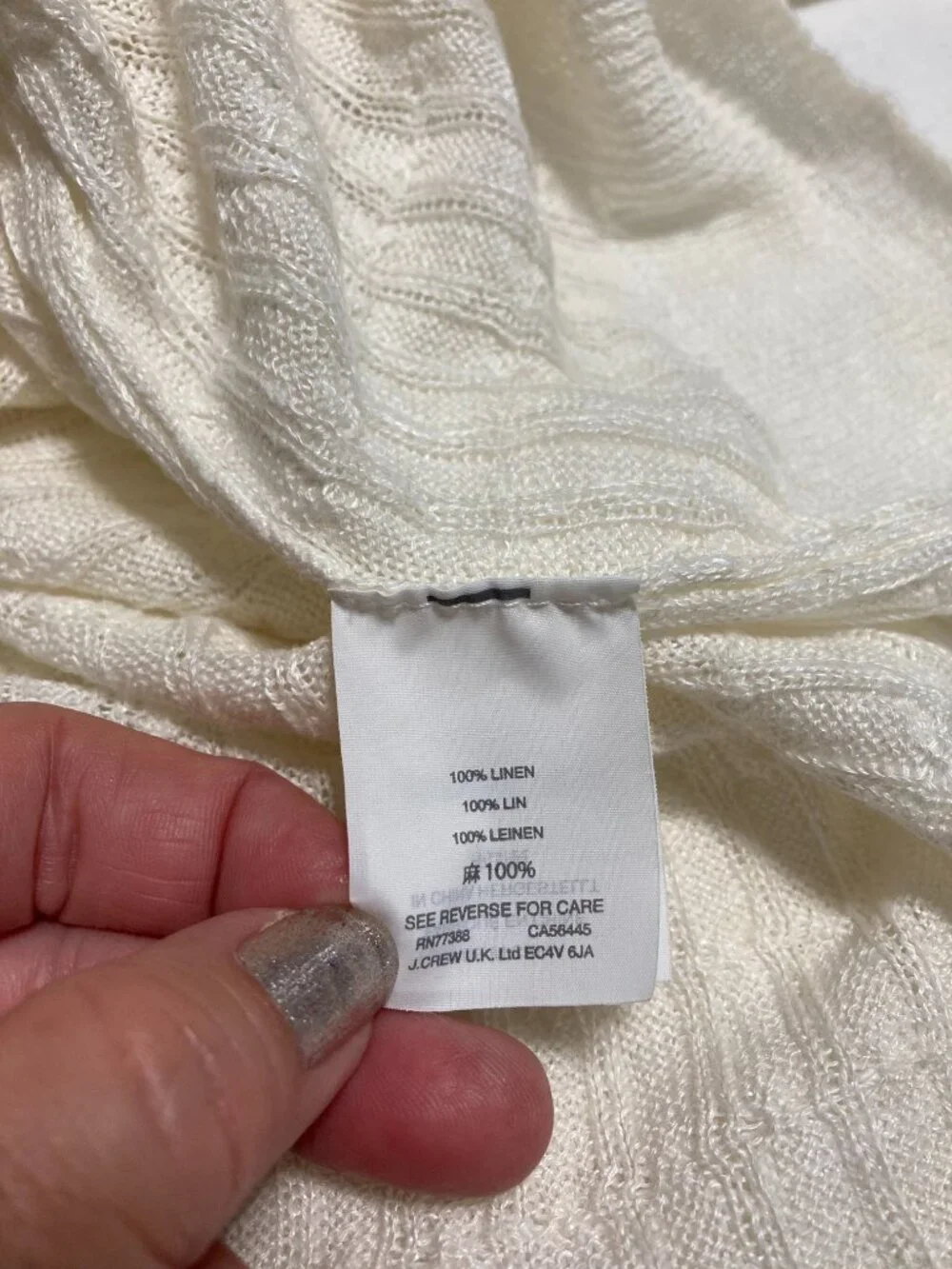 J. Crew Linen Cable Knit Sweater Minimalist Preppy Ivory lightweight Coastal XS